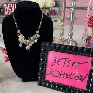 Betsey Johnson Pastel Conversation heart Charm Necklace
